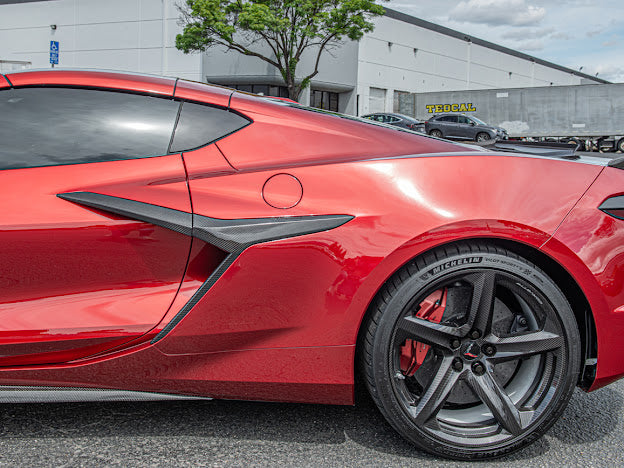 2020+ CHEVROLET CORVETTE C8 Z06/ E-RAY | CARBON FIBER SIDE FENDER VENT DOOR HANDLE TRIM PAIR